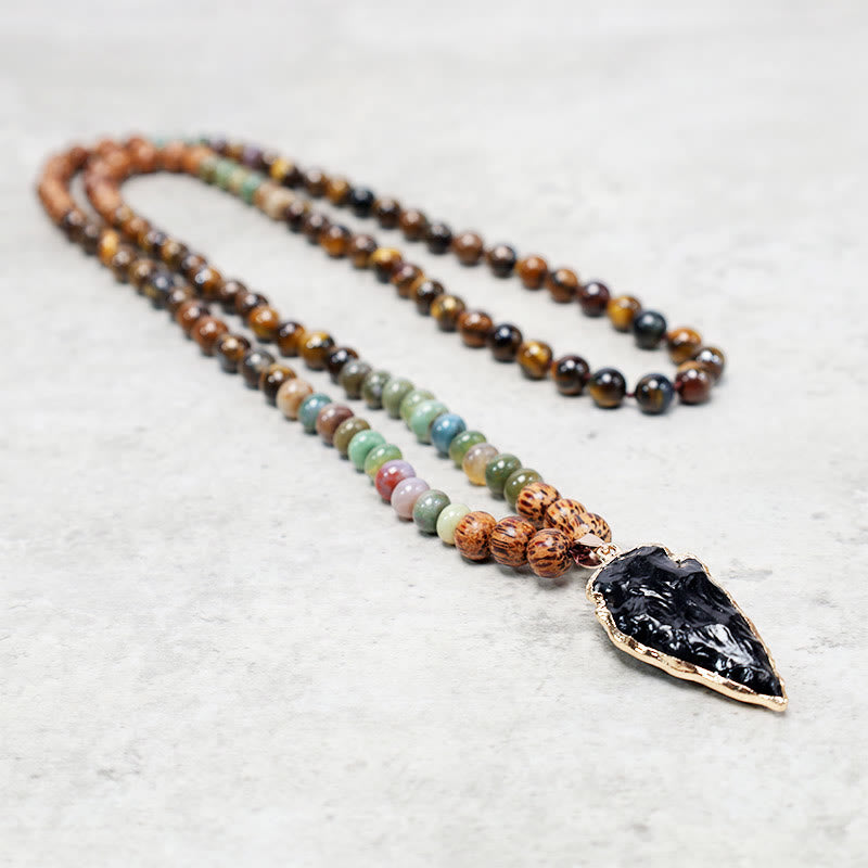 Carmiora Tigerauge Pfeil Mut Halskette