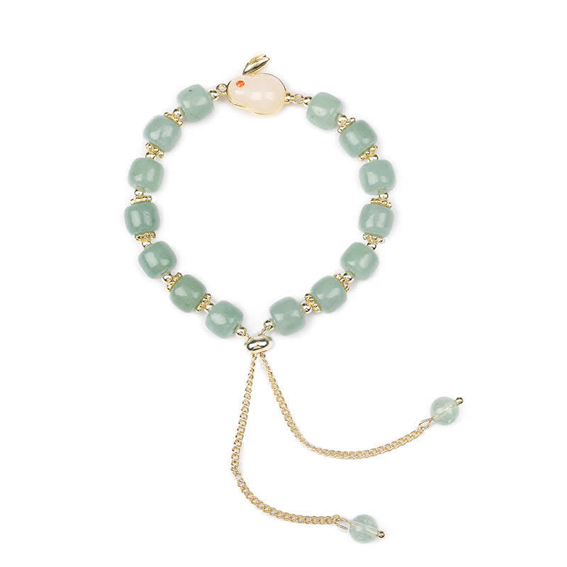 Carmiora Jahr des Kaninchens natürliches grünes Aventurin-Glücksperlenarmband