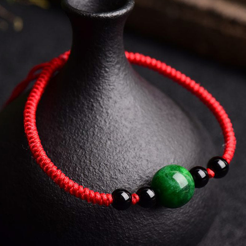 Carmiora Lucky and Success Jade-Armband mit roter Schnur