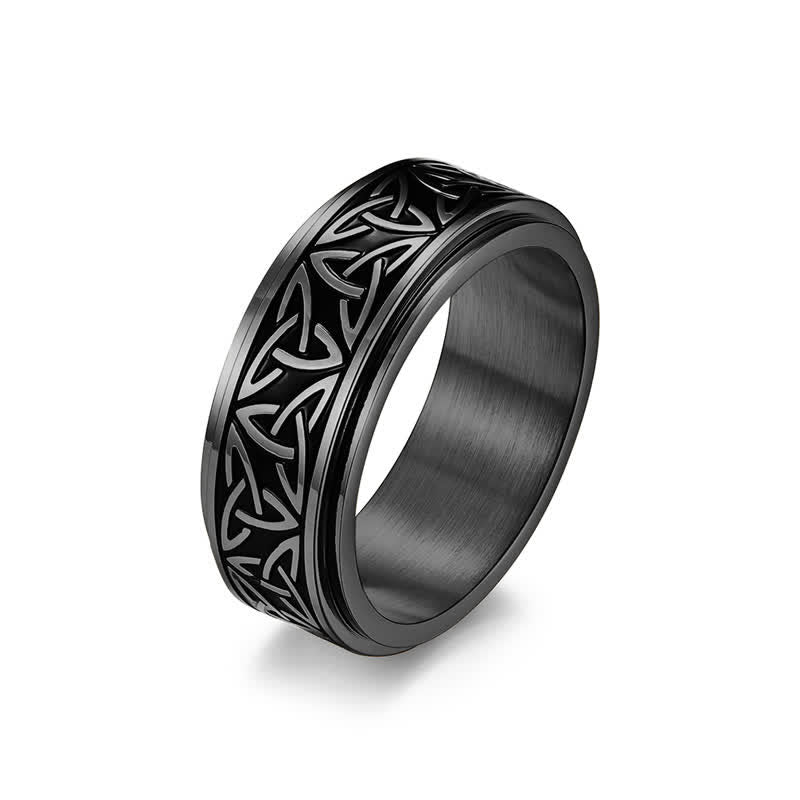 Carmiora Triangle Knot Triquetra Ruhiger drehbarer Ring aus Titanstahl