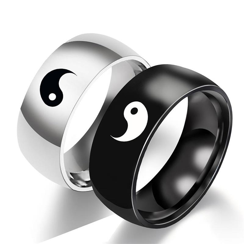 Carmiora Yin Yang Balance Paarring aus Titanstahl