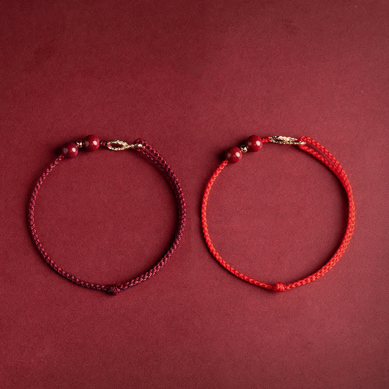 Carmiora Cinnabar Blessing Red String 14K Gold Infinity Symbol Armband Fußkettchen