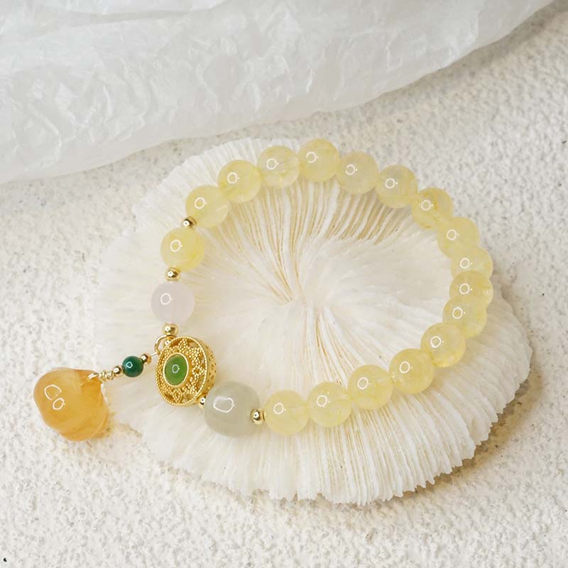 Carmiora natürliches Citrin-Jade-Blessing-Glücks-Kürbis-Charm-Armband