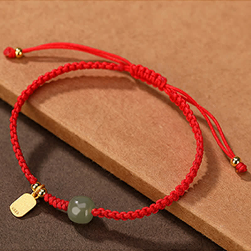 Carmiora 925 Sterling Silber Hetian Jade Segen Reichtum rote Schnur Armband