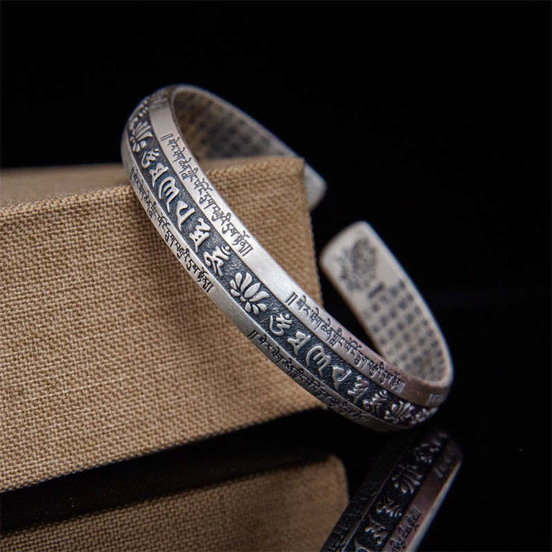 Carmiora Om Mani Padme Hum Herz Sutra Mantra Lotus Peace Meditation Manschettenarmband Armreif