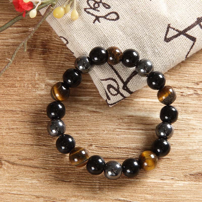 Carmiora tibetisches Tigerauge-Armband-Halsketten-Set