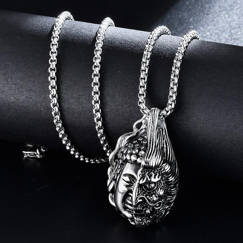 Carmiora Halb Buddha Halb Teufel Kraftvolle Halskette