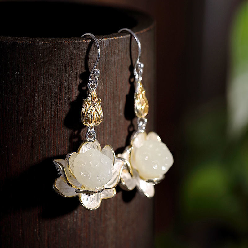 Carmiora White Jade Protection Harmony Drop Ohrringe