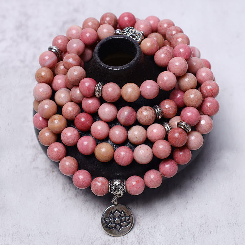 Carmiora Lotus Kristallstein 108 Perlen Mala Armband
