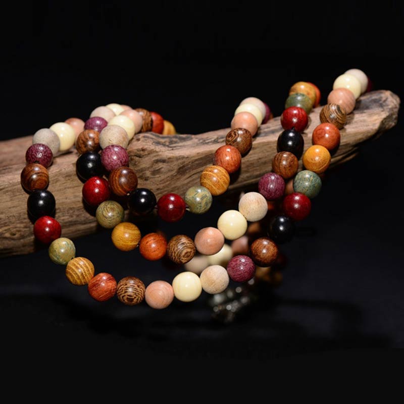 Carmiora 108 Perlen Wenge Holz Mala Segen Meditationsarmband