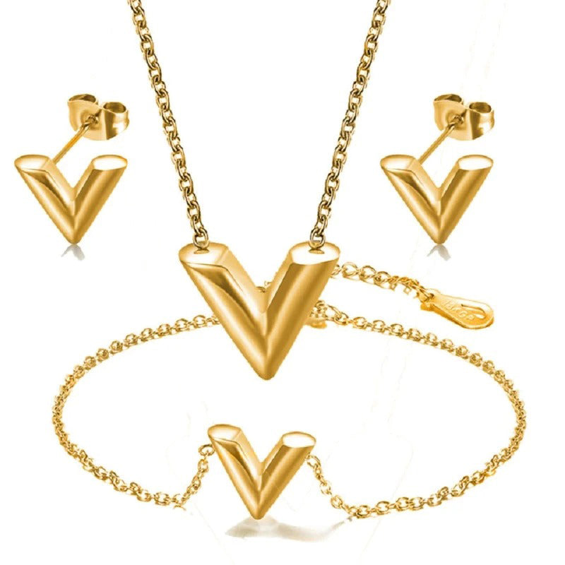 Zarte V-förmige geometrische Schlüsselbeinkette Anhänger Halskette Schmuck Sets