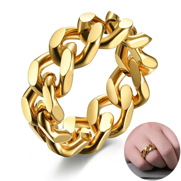 Klobige Kettenringe aus Edelstahl im Punk-Stil