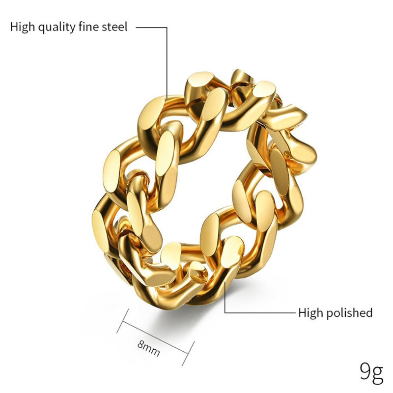 Klobige Kettenringe aus Edelstahl im Punk-Stil