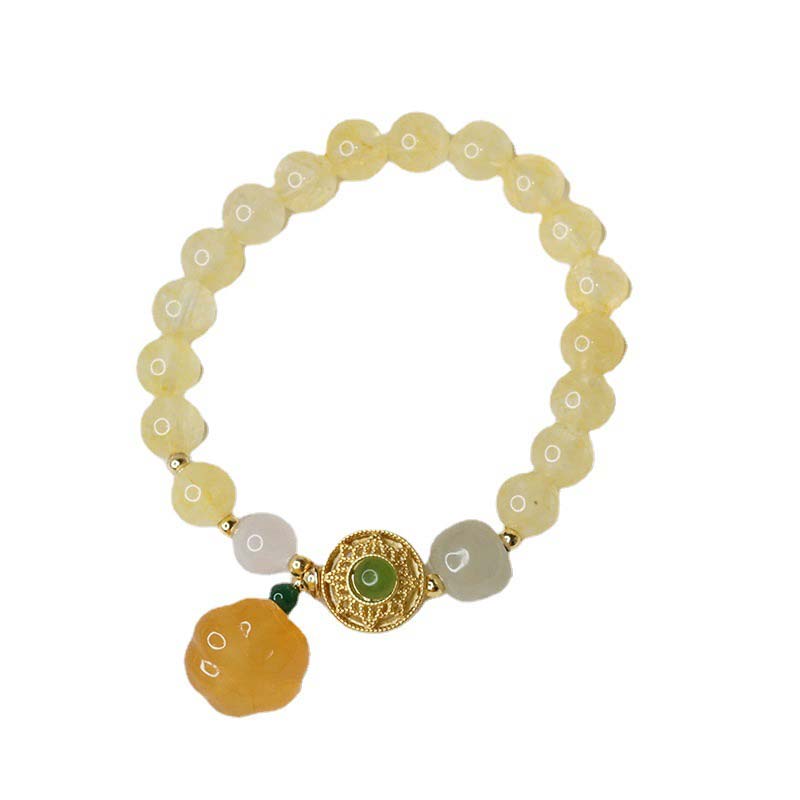 Carmiora natürliches Citrin-Jade-Blessing-Glücks-Kürbis-Charm-Armband