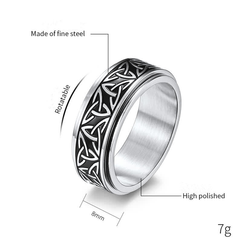 Carmiora Triangle Knot Triquetra Ruhiger drehbarer Ring aus Titanstahl