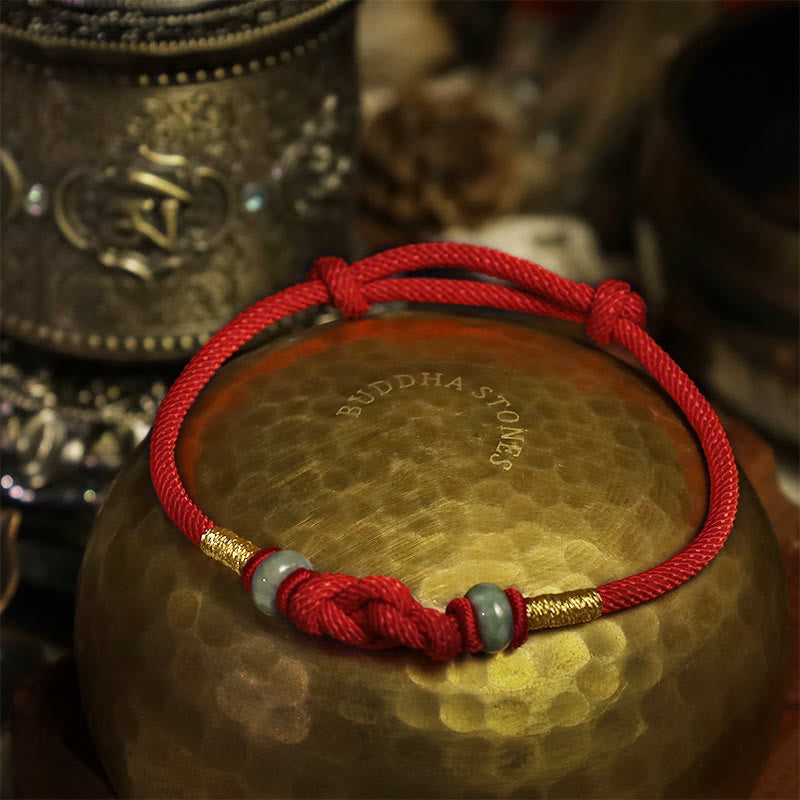 Carmiora Red String Jade Glück Glücksknoten geflochtenes Paararmband