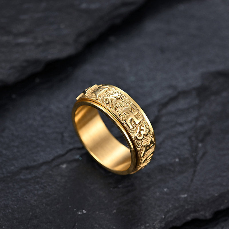 Carmiora Six True Words Balance Calm Titanstahlring