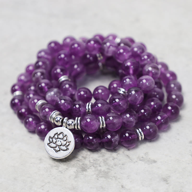 Carmiora Natürliches Amethyst-Reinigungs-Mala-Armband