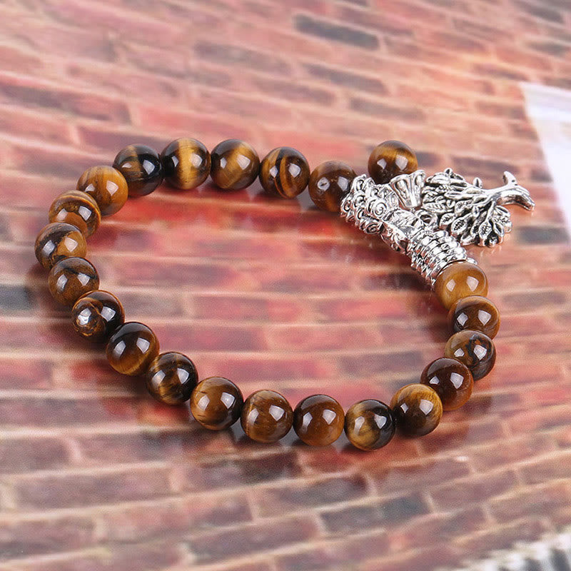 Carmiora Stretch-Armband mit natürlichem Edelstein, Baum des Lebens, Glücksbringer