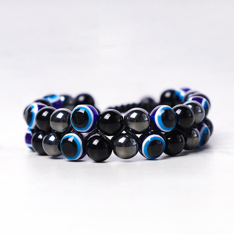 Carmiora Evil Eye Hämatit Tigerauge Schutz Perlenarmband
