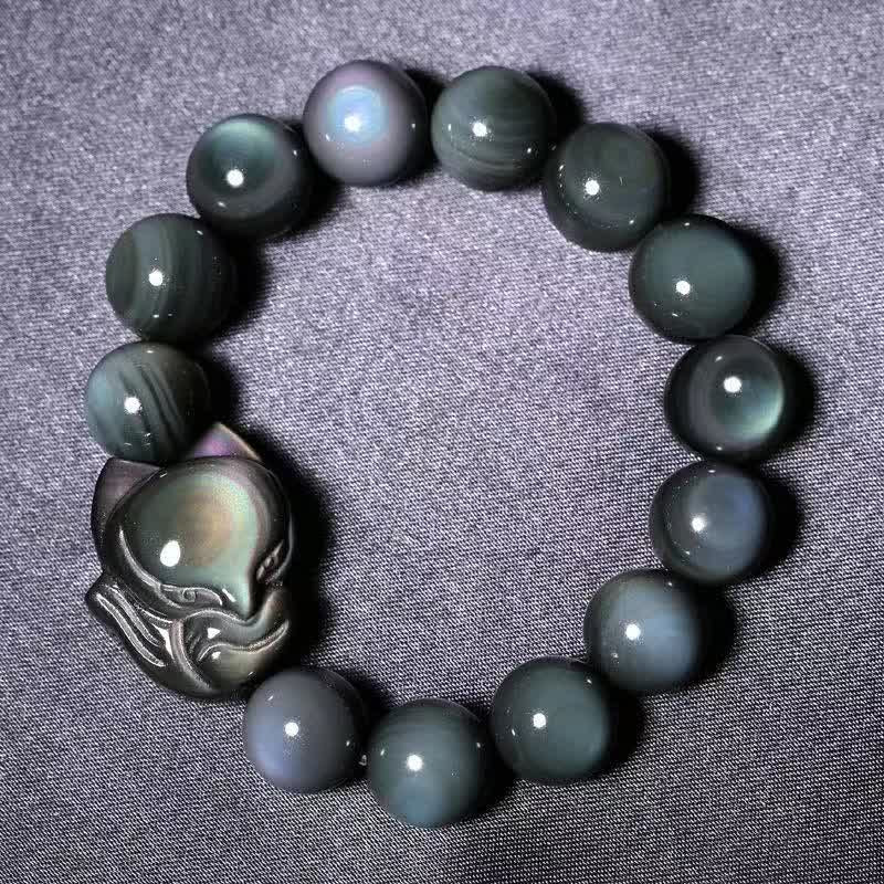 Carmiora Regenbogen-Obsidian-Fuchs-heilendes positives Armband