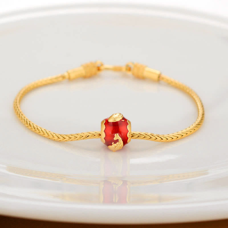 Carmiora Tibetisches 18K Gold Om Mani Padme Hum Lucky Koi Fish Fu Charakter Barren Kupfermünze Friedensarmband