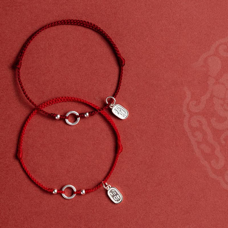 Carmiora Armband aus 925er-Sterlingsilber, Glück, Glück, Frieden, Freude, Lotus, Frieden, Schnalle, rote Schnur