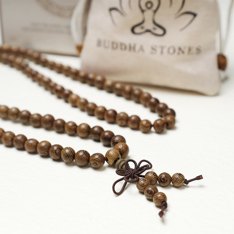 Carmiora 108 Mala Perlen Armband Gebet Meditation Sandelholz Elastisch
