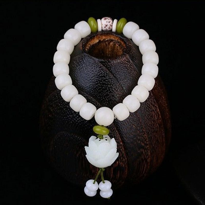 Carmiora Lotus Naturweißes Bodhi-Samen-Glücksarmband