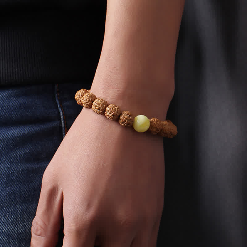 Carmiora Tibet Rudraksha Bodhi Seed Dzi Bead Bernstein Türkis Reichtum Armband