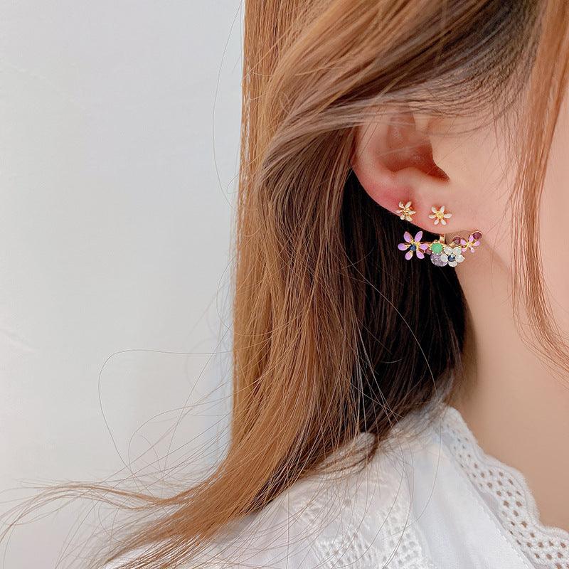 Blumenohrringe (Lila/Gelb)