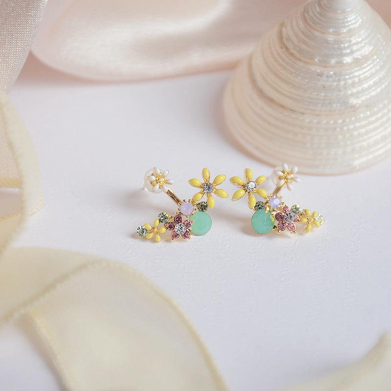 Blumenohrringe (Lila/Gelb)