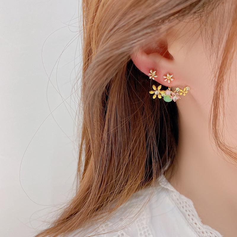 Blumenohrringe (Lila/Gelb)