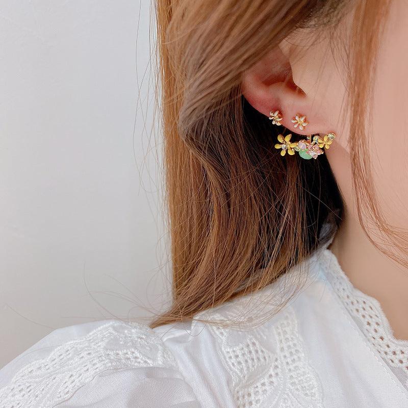 Blumenohrringe (Lila/Gelb)