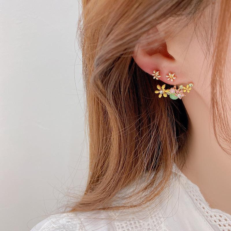 Blumenohrringe (Lila/Gelb)