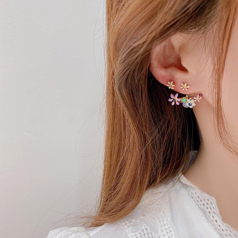 Blumenohrringe (Lila/Gelb)