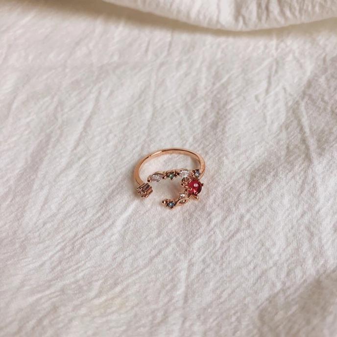 Floraler Mondring (Rot/Pink)