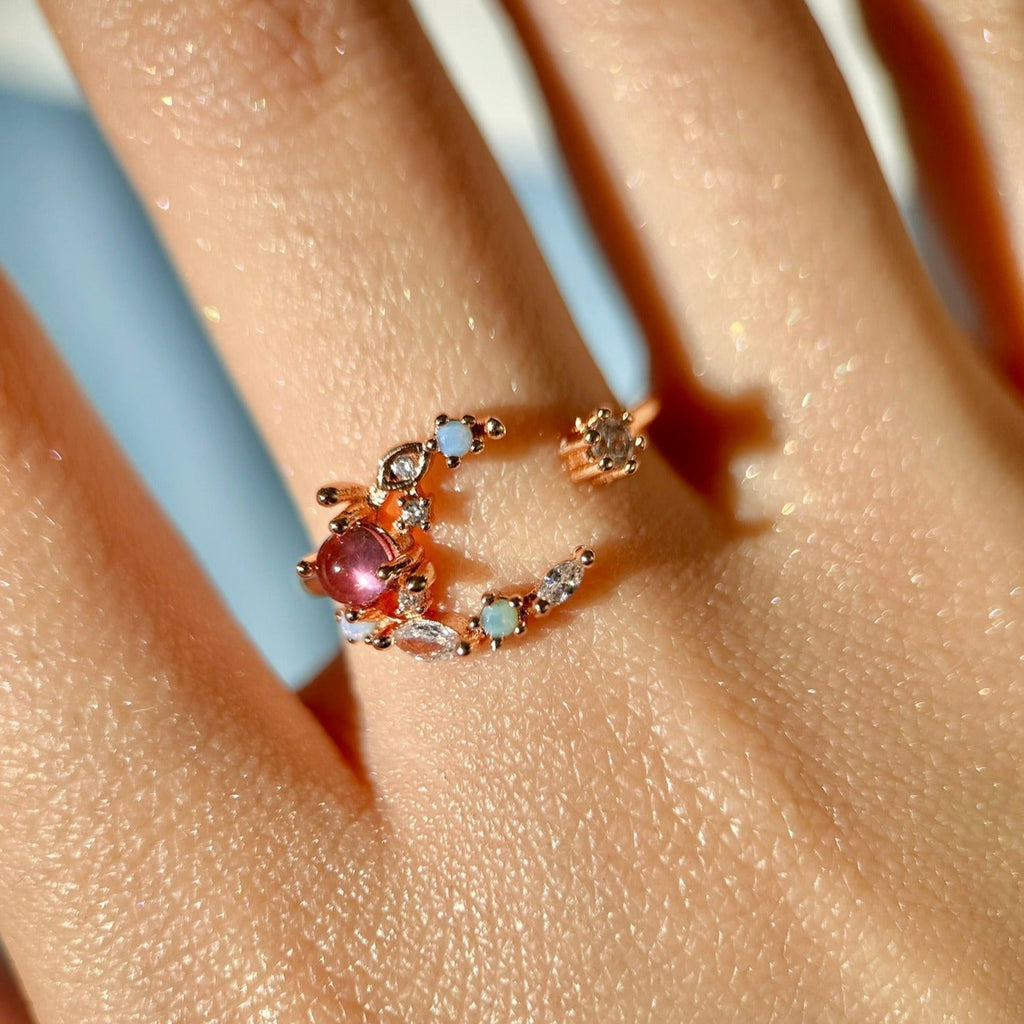 Floraler Mondring (Rot/Pink)