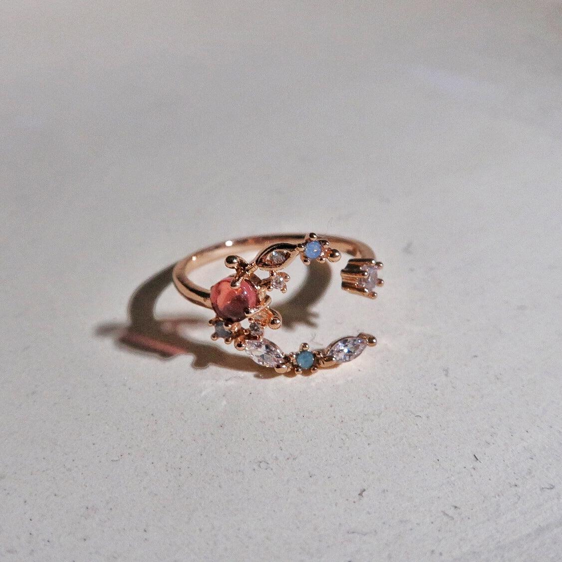 Floraler Mondring (Rot/Pink)