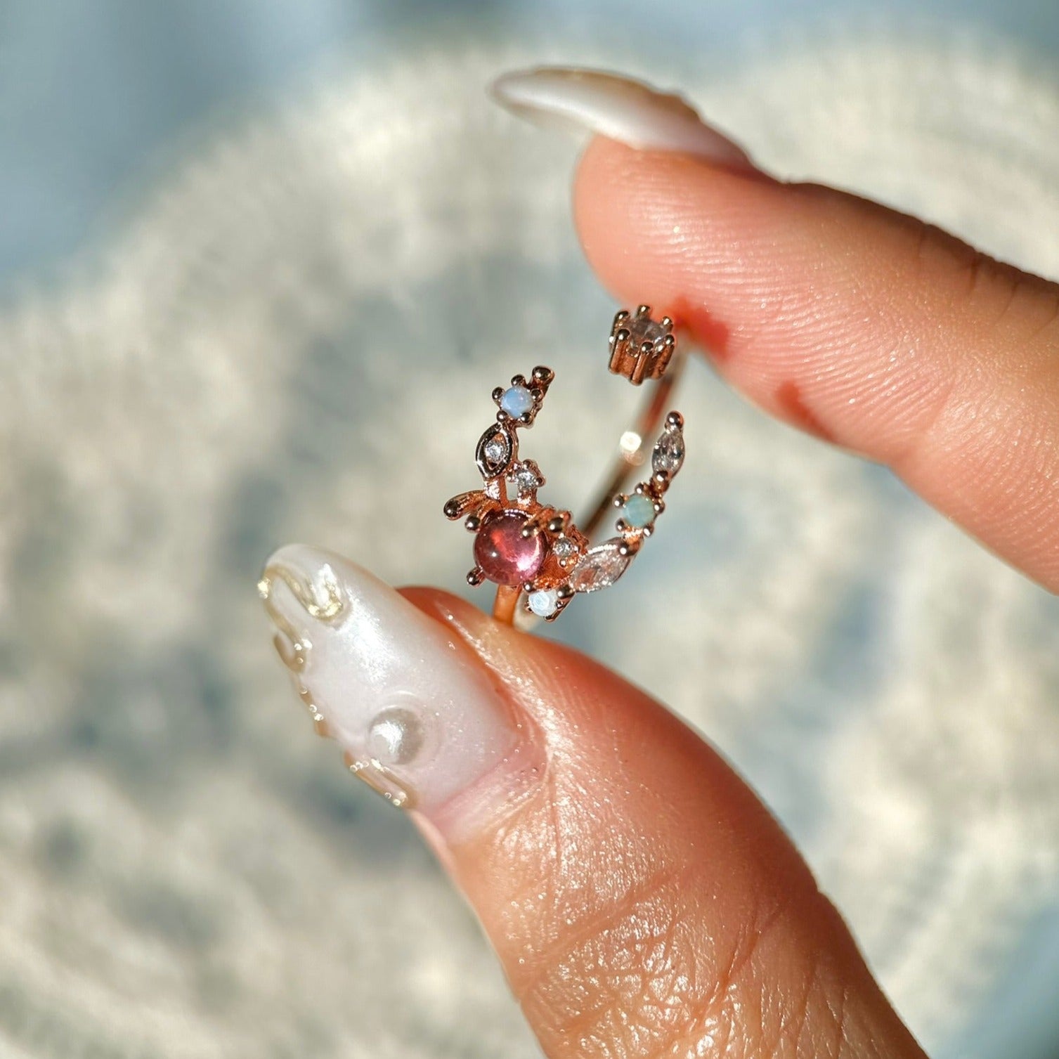 Floraler Mondring (Rot/Pink)