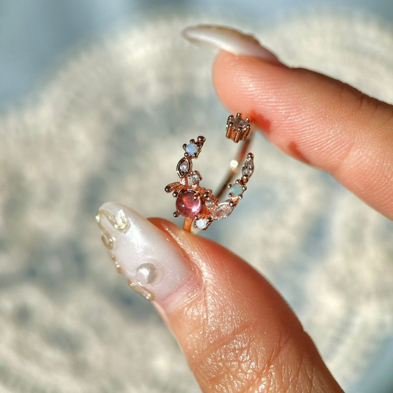 Floraler Mondring (Rot/Pink)