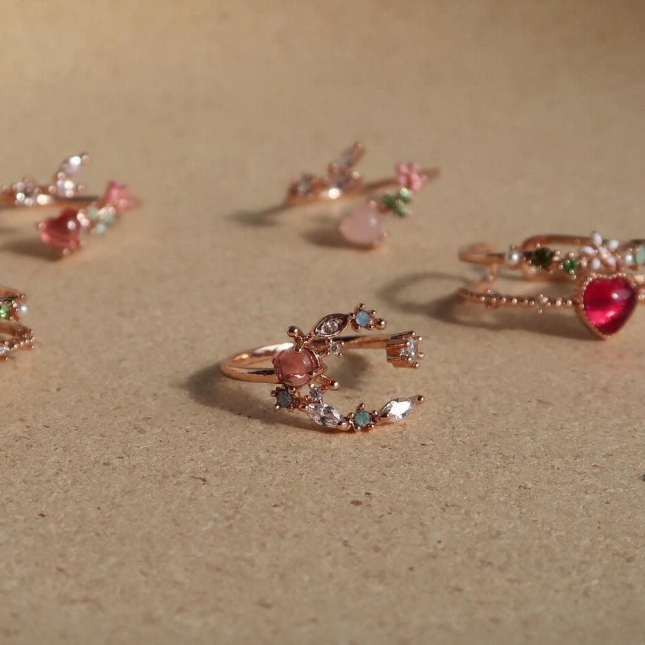 Floraler Mondring (Rot/Pink)