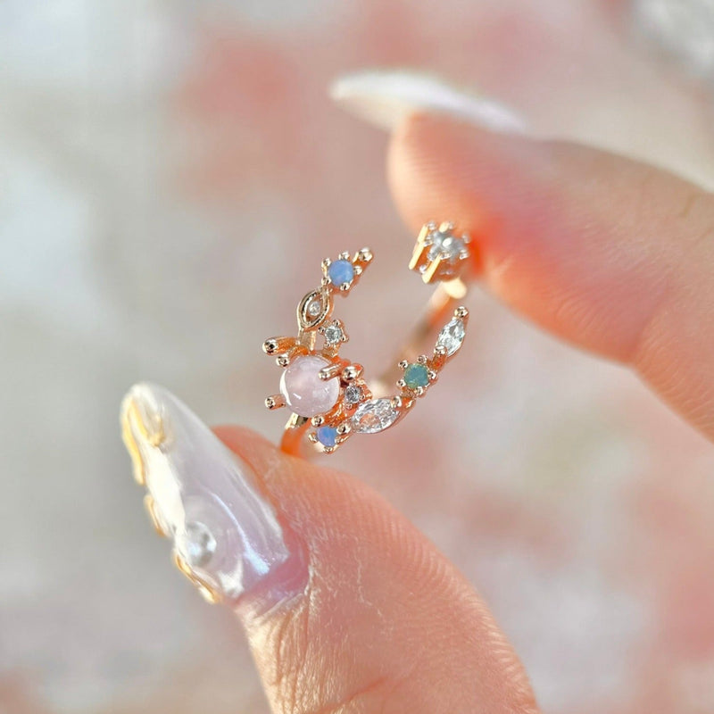 Floraler Mondring (Rot/Pink)