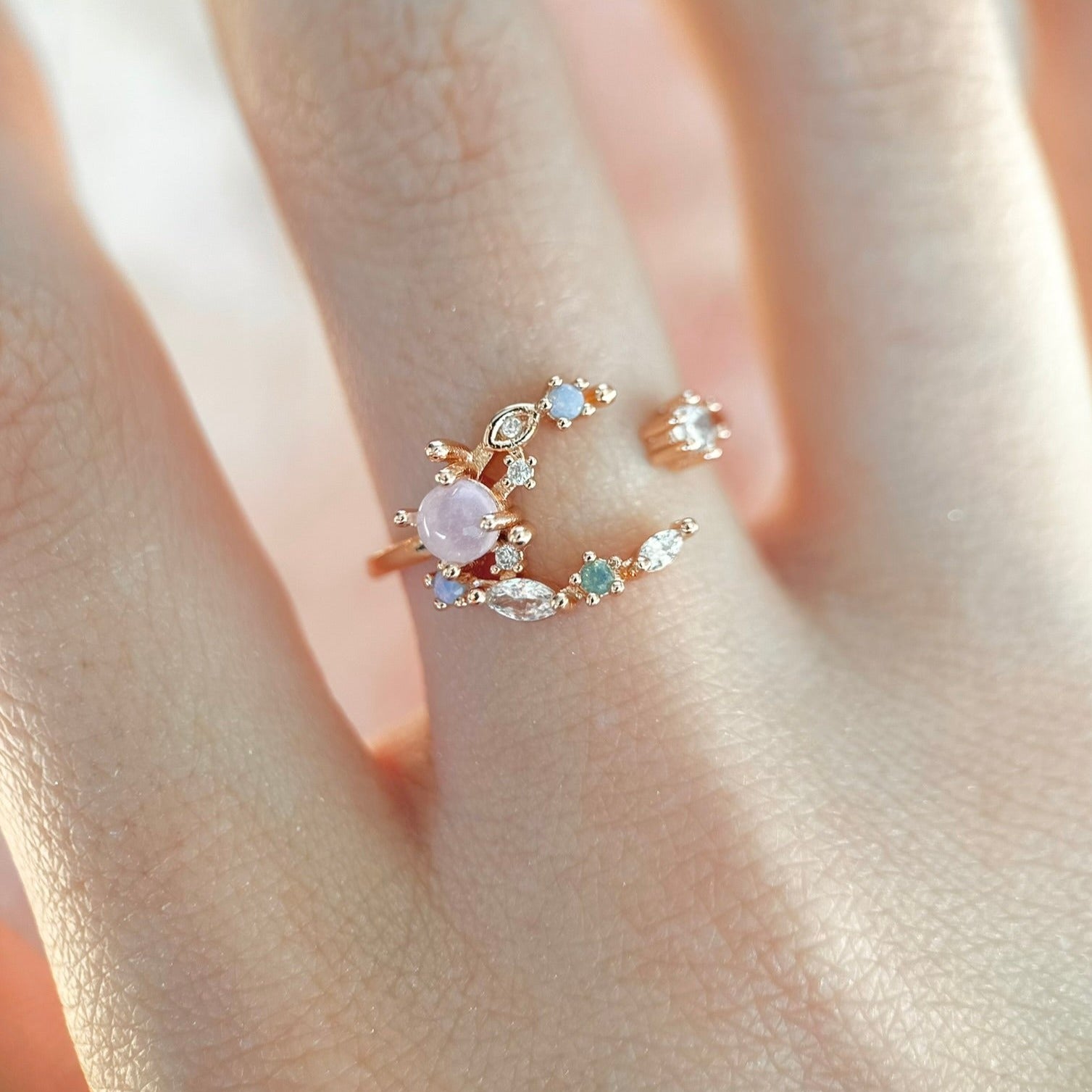 Floraler Mondring (Rot/Pink)