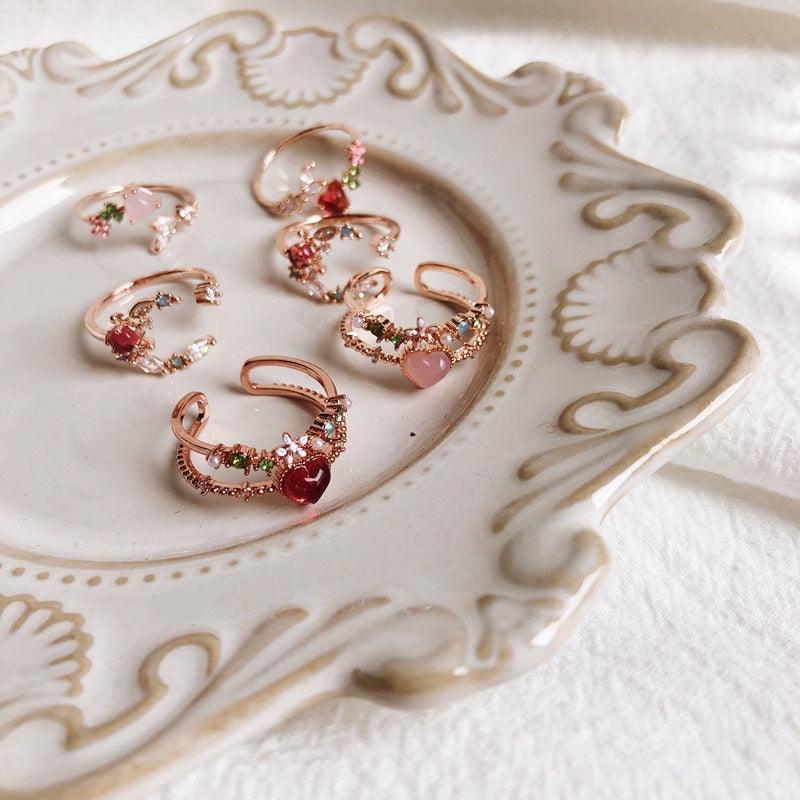 Floraler Mondring (Rot/Pink)