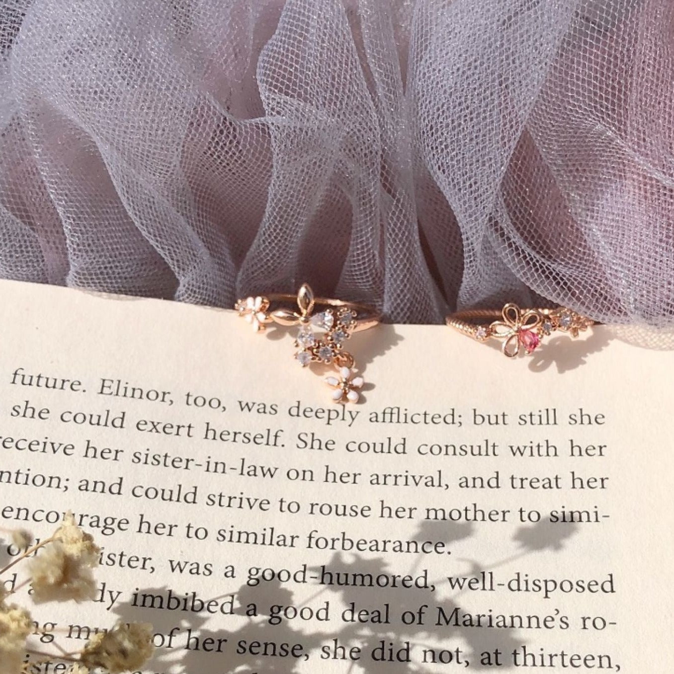 Blumenring aus Roségold (2 Stile)