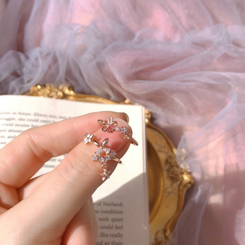 Blumenring aus Roségold (2 Stile)