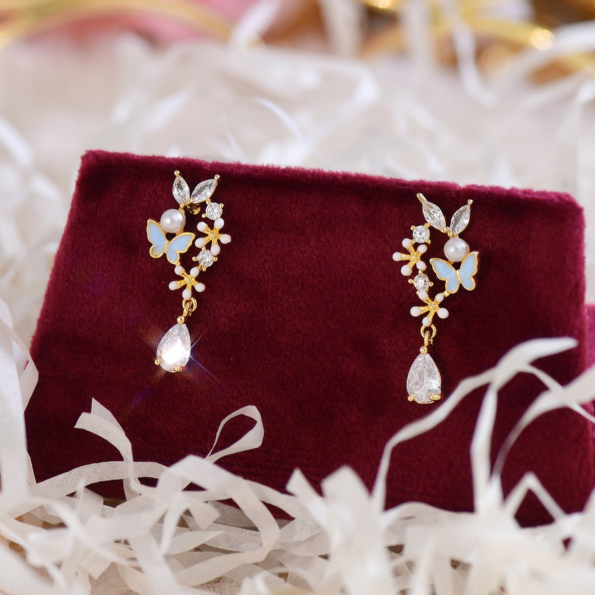 Blumen-Schmetterlings-Ohrringe - Melissa