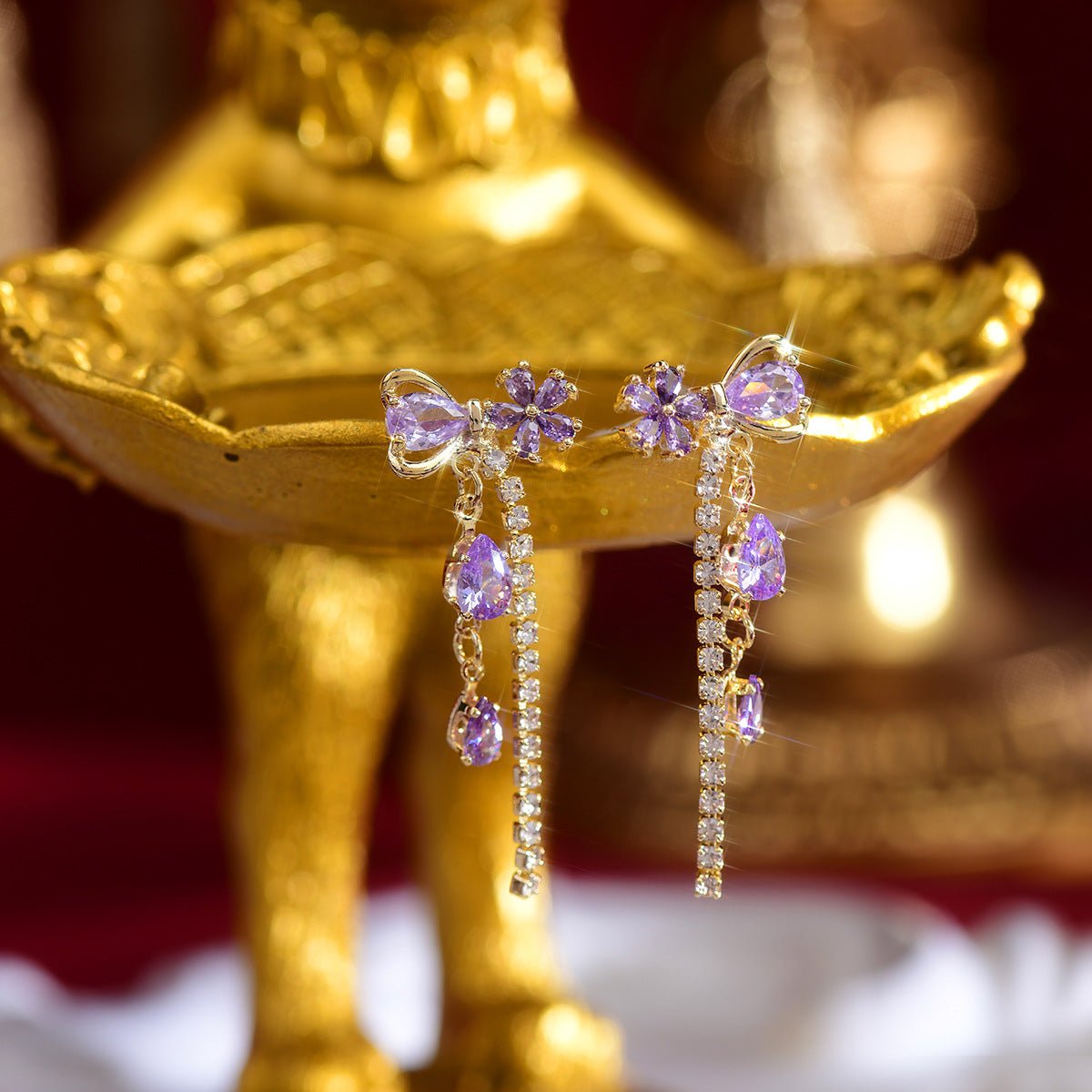 Tropfenohrringe mit Blumenband - Vivienne