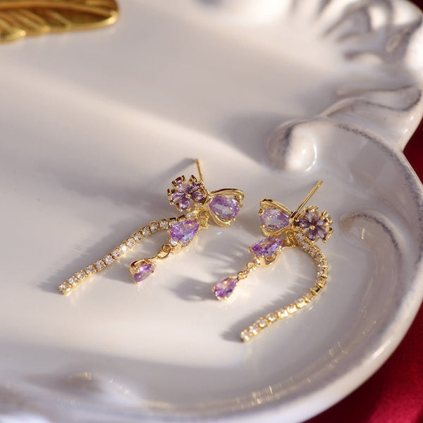 Tropfenohrringe mit Blumenband - Vivienne